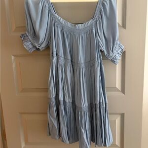 Mustard Seed Dusty Blue Tiered Dress